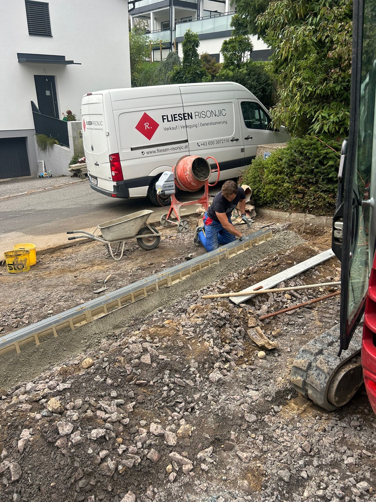 Pflasterarbeiten Fortschritt